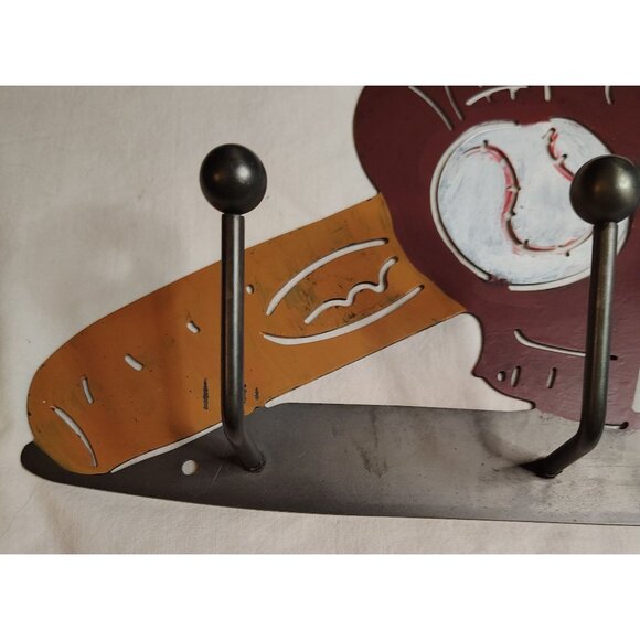 Baseball Wall Hook Rack Metal Baseball Glove Bat Helmet Decor Boys Room 4 Hooks - Picture 2 of 16